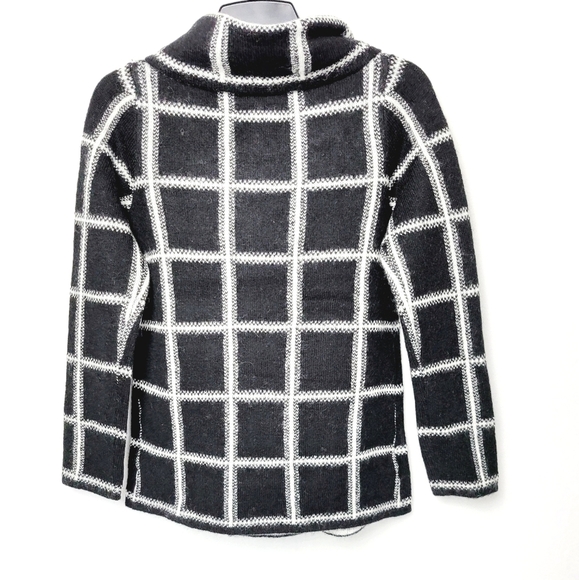 Ellen Tracy Shawl Collar Plaid Swacket Black & White Checkered sz XS - Picture 3 of 6